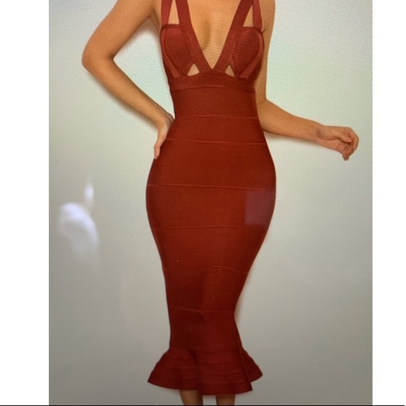 house of cb burgundy dress